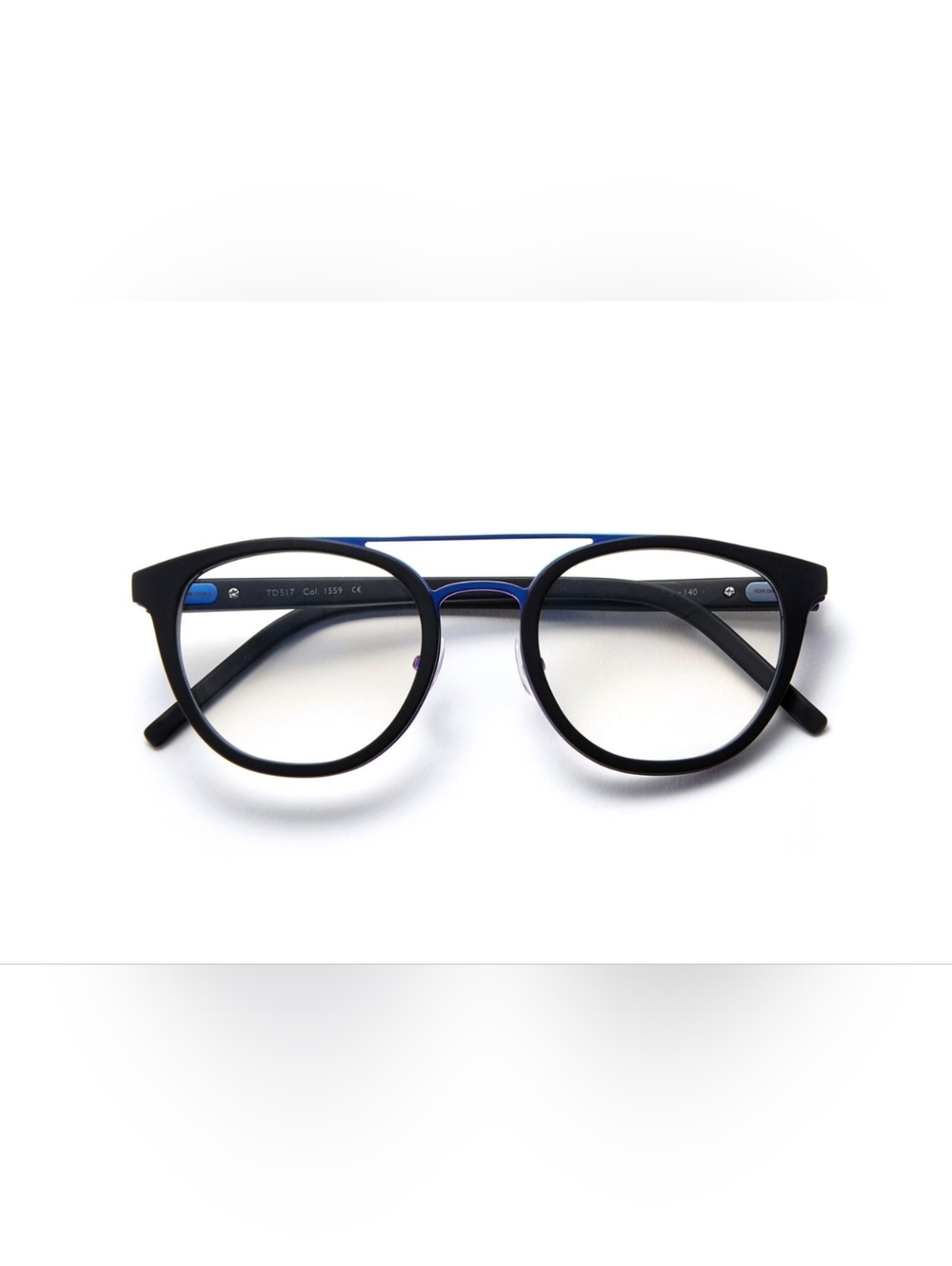 TOM Davis Round Double-Bridge Eyeglasses in Black and Blue